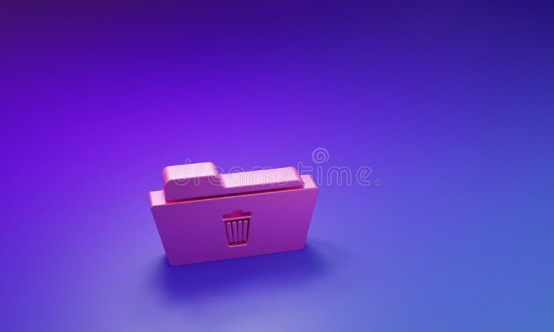 Pink Delete folder icon isolated on purple-blue background. Folder with recycle bin. Delete or error folder. Close vector illustration
