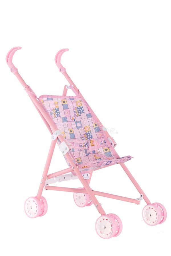 Pink doll pram with wheels stock image Pink doll pram with wheels stock image