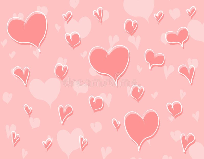 Pink Doodle Hearts Background Pattern