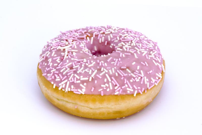 Pink doughnut isolated on white