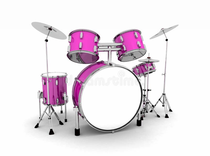 Pink drum set vector illustration