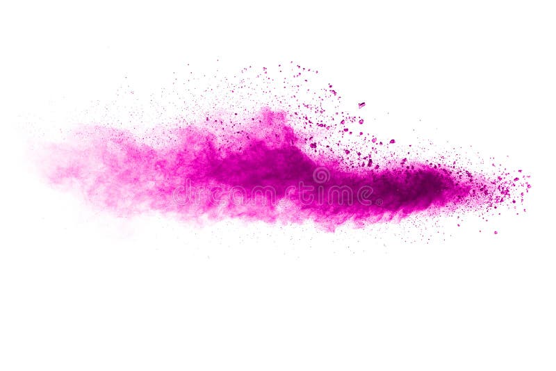 Pink Dust Splatter on Background.Pink Powder Explosion on White ...