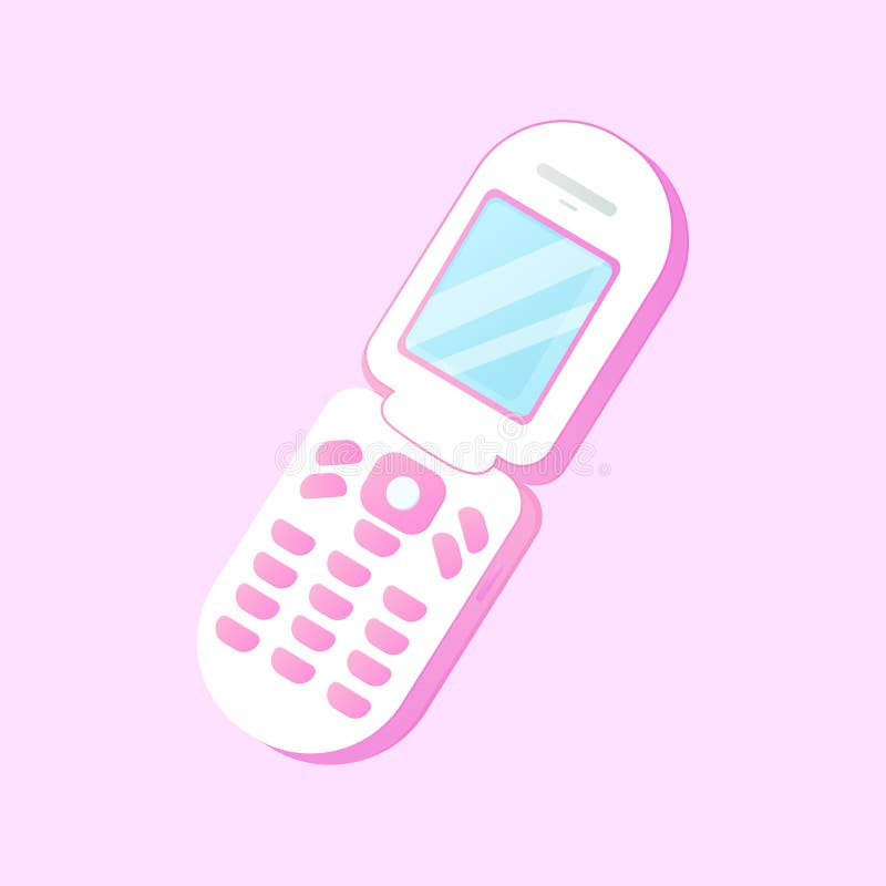 y2k flip phone, pink cute phone, 2000s aesthetic, retro nostalgia Stock  Vector