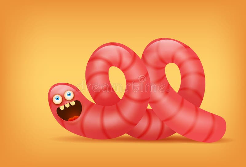Pink earthworm funny insect character stock illustration