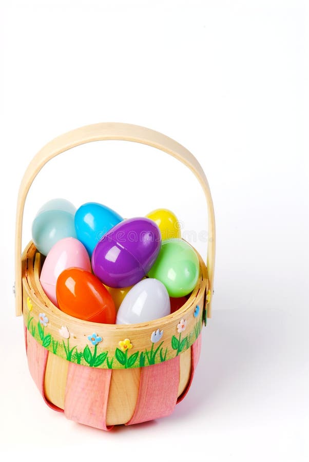 Pink Easter Basket with Colorful Eggs Stock Image Image of hunt
