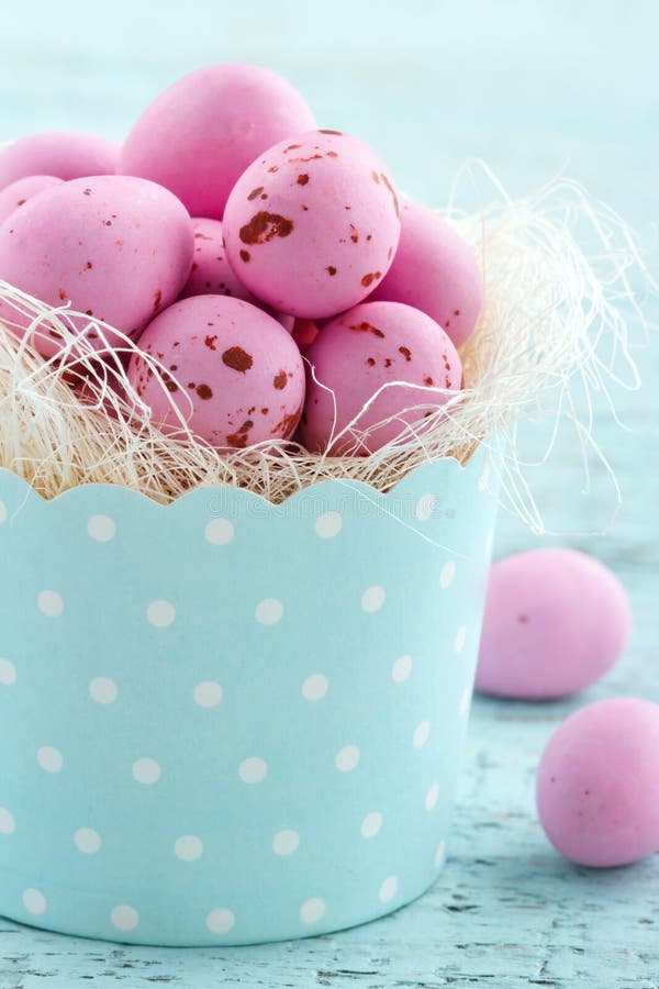 Easter Eggs Painted with Pastel Colours with Copy Space Stock Image