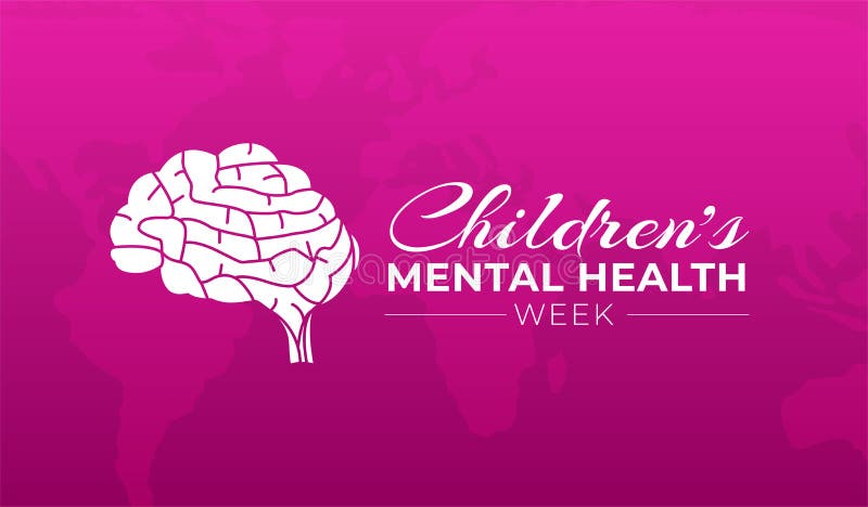 Pink Elegant Children`s Mental Health Week Background Illustration