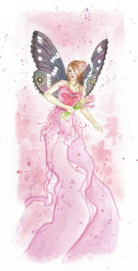 Watercolour fairy in a Pink theme. Watercolour fairy in a Pink theme.