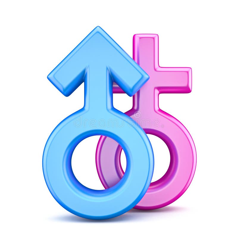 Sticker Of Pink And Blue Female And Male Sex Symbol Stock