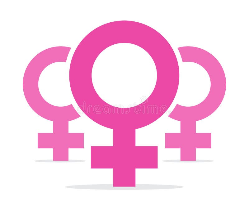 Pink Female Icons Illustration On White Background Flat Vector Woman