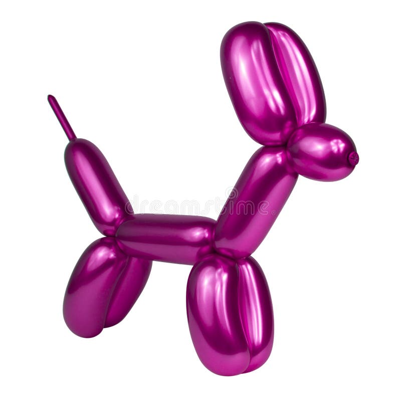 Pink festive balloon dog air craft isolated on the white background