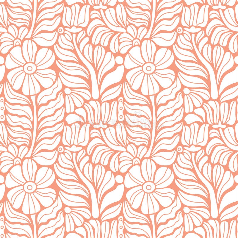 Floral Pink Striped Wallpaper Stock Vector Illustration of ornament