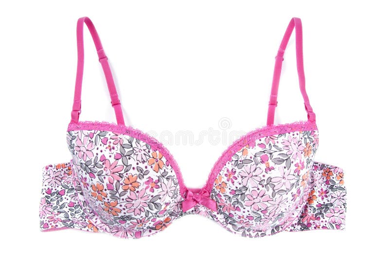 Pink Floral Bra Isolated on White Stock Photo - Image of white, lace ...