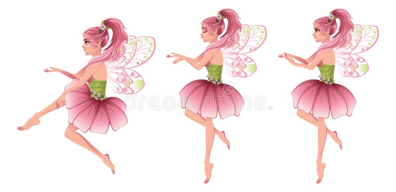 Cute cartoon fairy with pink hair in flower dress. Cute cartoon fairy with pink hair in flower dress.