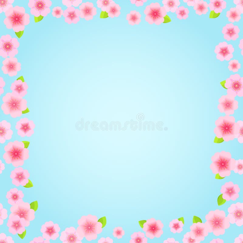 Pink Floral Frame Sakura stock illustration Pink Floral Frame Sakura stock illustration