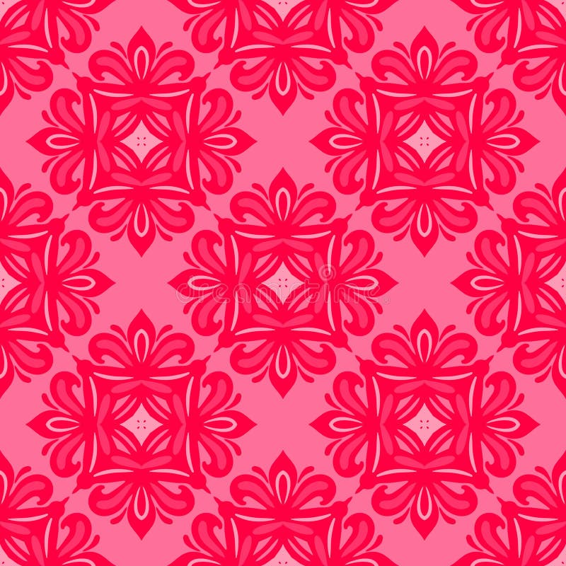 Pink Floral Seamless Tiled Classic Pattern Stock Vector - Illustration ...