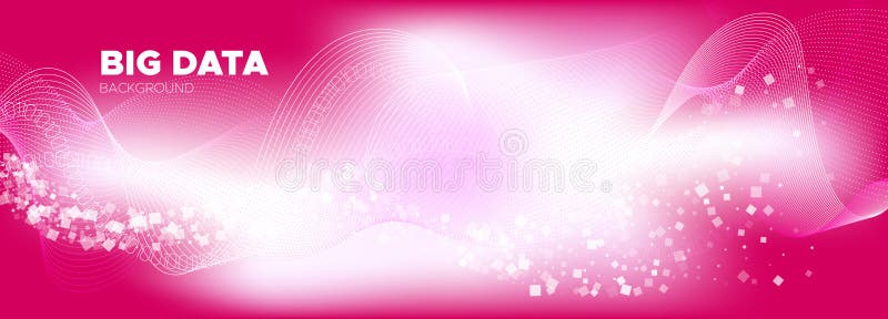 Pink Flow Particle Pattern. Matrix Digits. White stock illustration