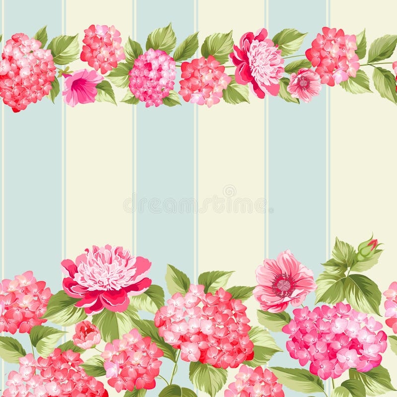 Pink Flower Border with Tile Stock Vector Illustration of classic