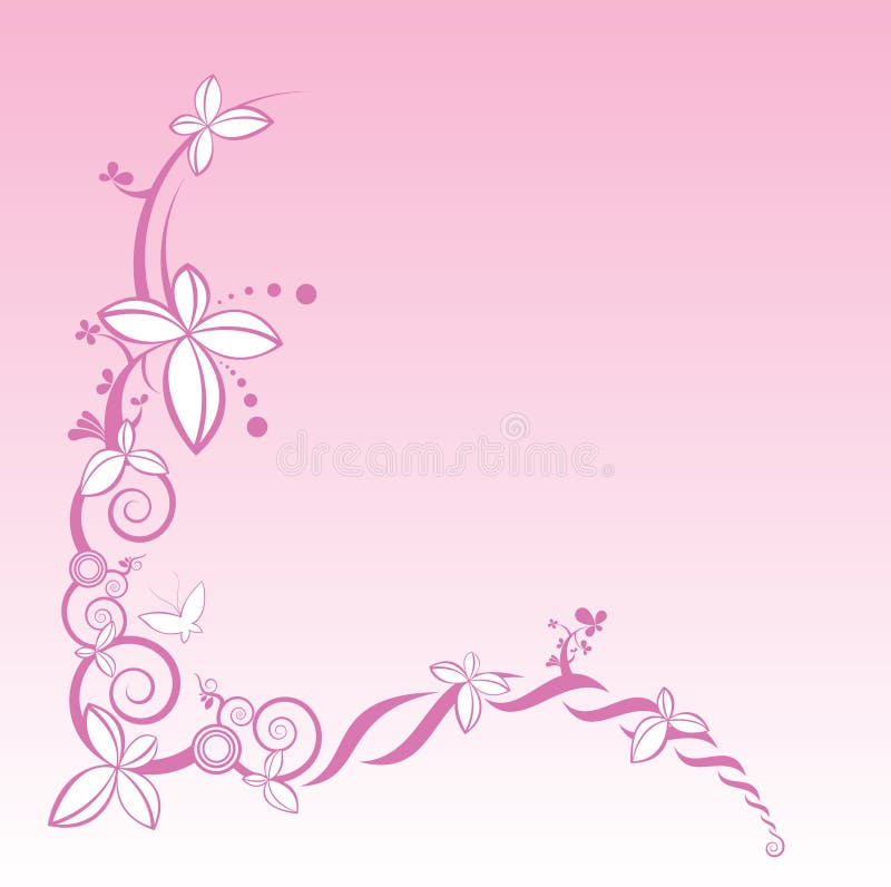 Pink flower decorative frame vector