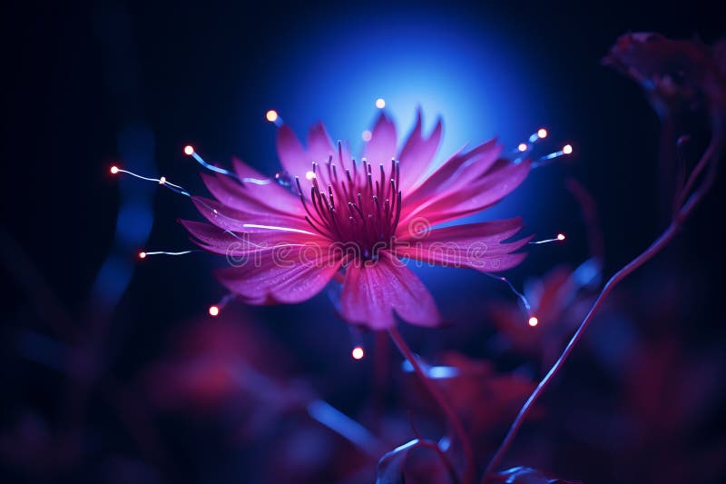 Pink Flower with Glowing Lights in