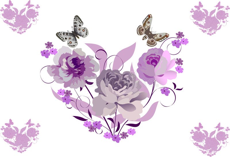 Pink flower hearts stock illustration