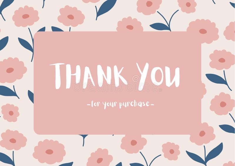 Pink with Flower Pattern Thank You Landscape Card Stock Illustration ...