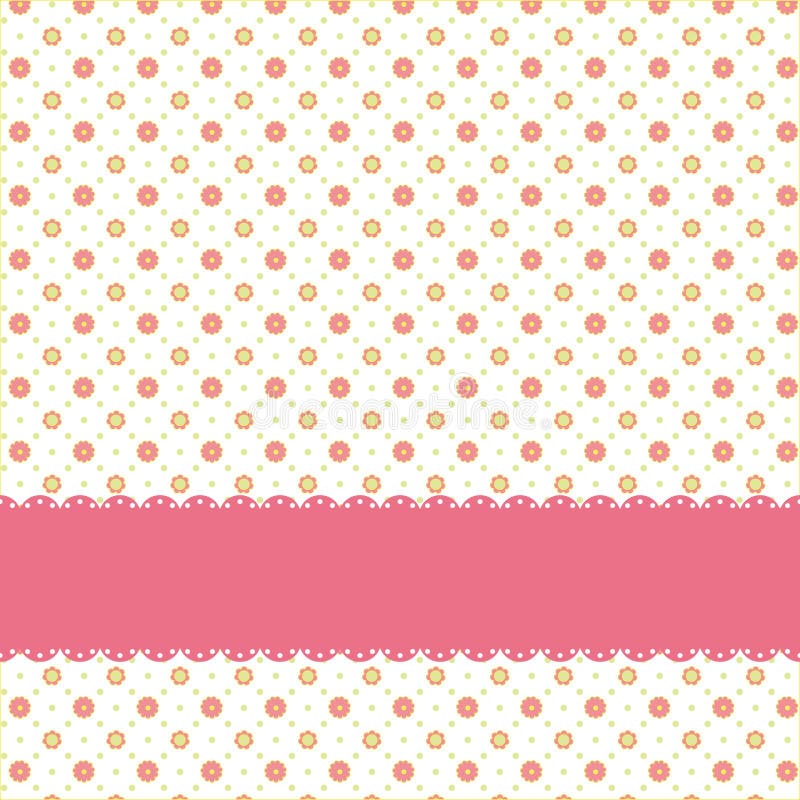 Pink flower polka dot seamless pattern