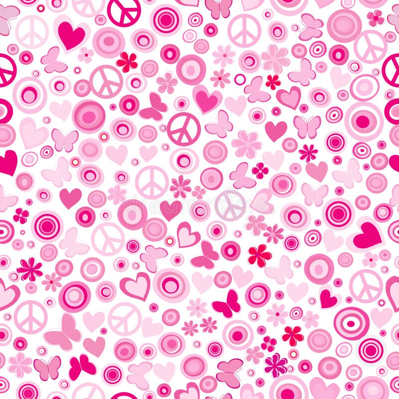 Pink flower power seamless background