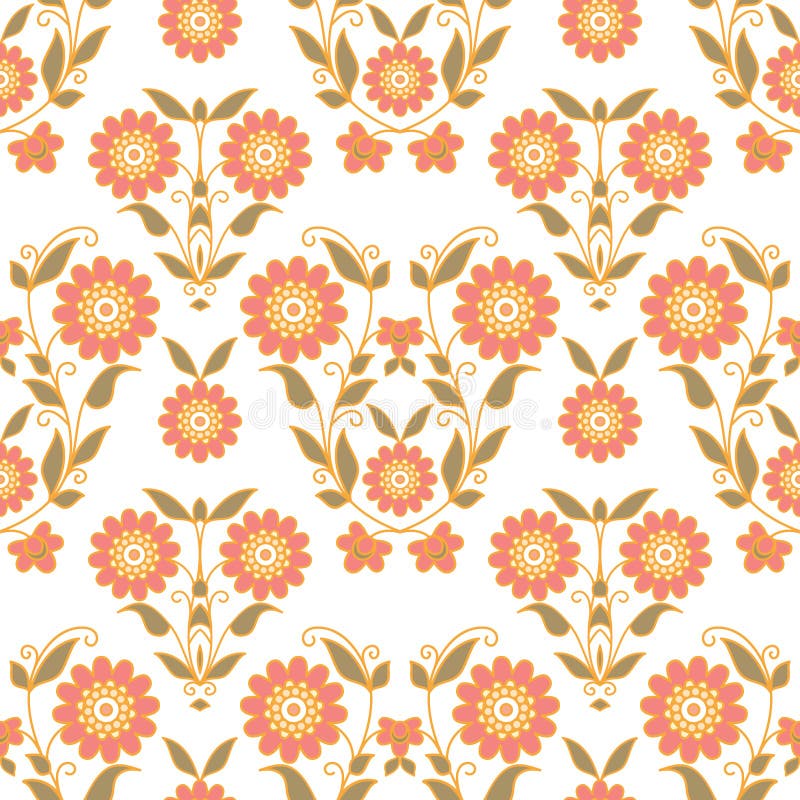 Floral Pink Striped Wallpaper Stock Vector Illustration of ornament