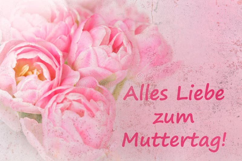 Pink Flowers Text Happy Mothers Day German Stock Photo Image Of Happy Light 178441836