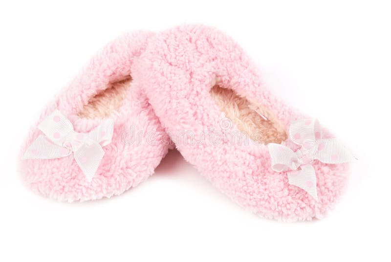 Pink fluffy slippers stock image. Image of horizontal - 27834981