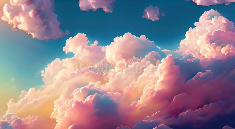 Pink Fluffy Soft Clouds. Beautiful Cloudy Sky. Dream Cloud of Heaven Stock  Illustration - Illustration of clear, hurricane: 292211404