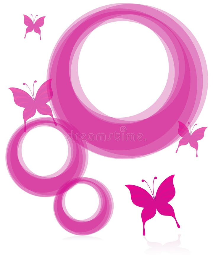 Pink frames and butterfly stock vector. Illustration of inspiration