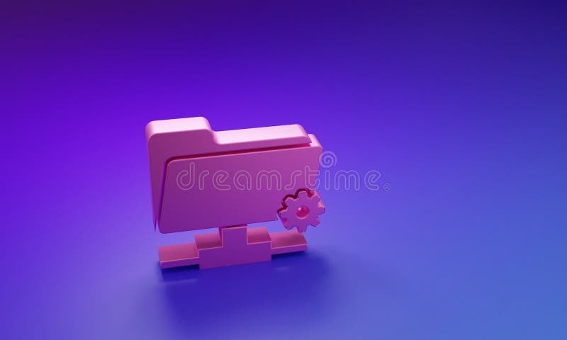 Pink FTP settings folder icon isolated on purple-blue background. Software update, transfer protocol, router, teamwork royalty free illustration