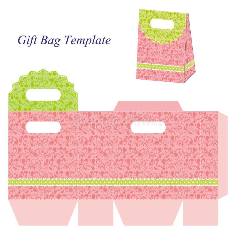 Pink Gift Bag Template with Circles, Vector Illustration Stock Vector ...