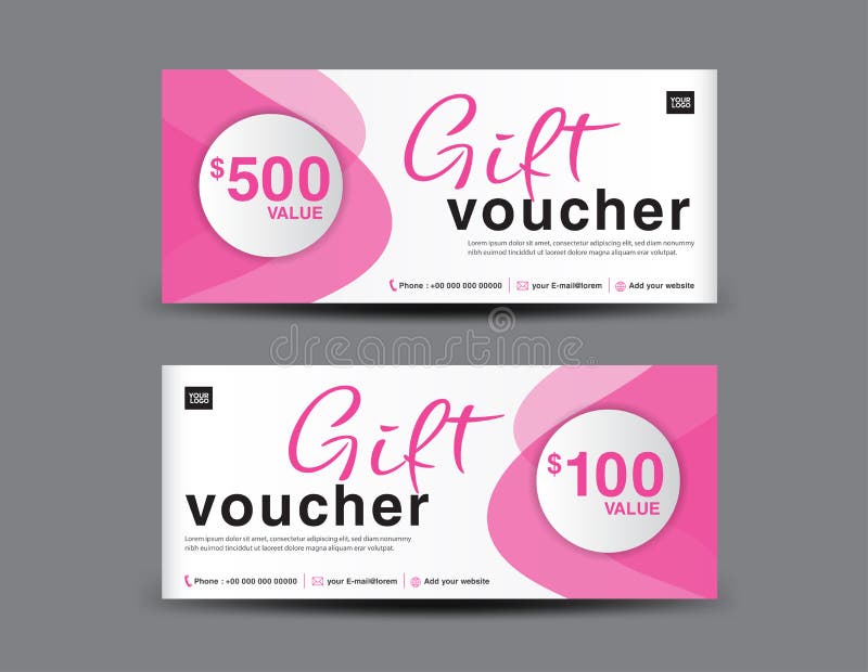 Pink Gift Voucher template, coupon design, certificate, ticket template, discount layout, banner vector, Valentine`s sale banner vector illustration Pink Gift Voucher template, coupon design, certificate, ticket template, discount layout, banner vector, Valentine`s sale banner vector illustration