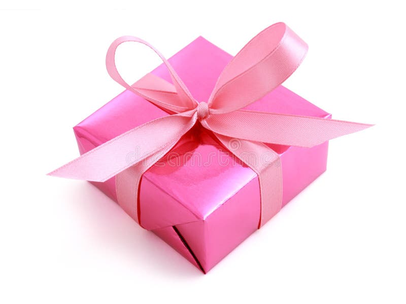 Pink gift wrapped present stock photo. Image of birthday 18930868