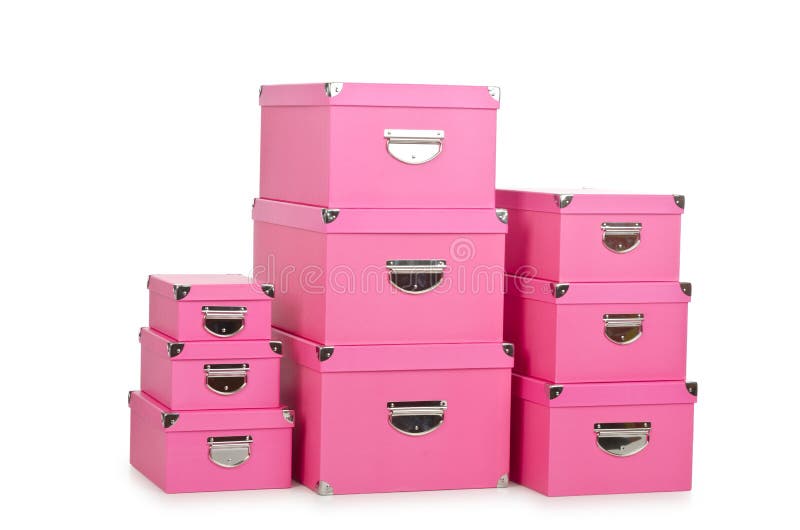 The pink giftboxes isolated on white