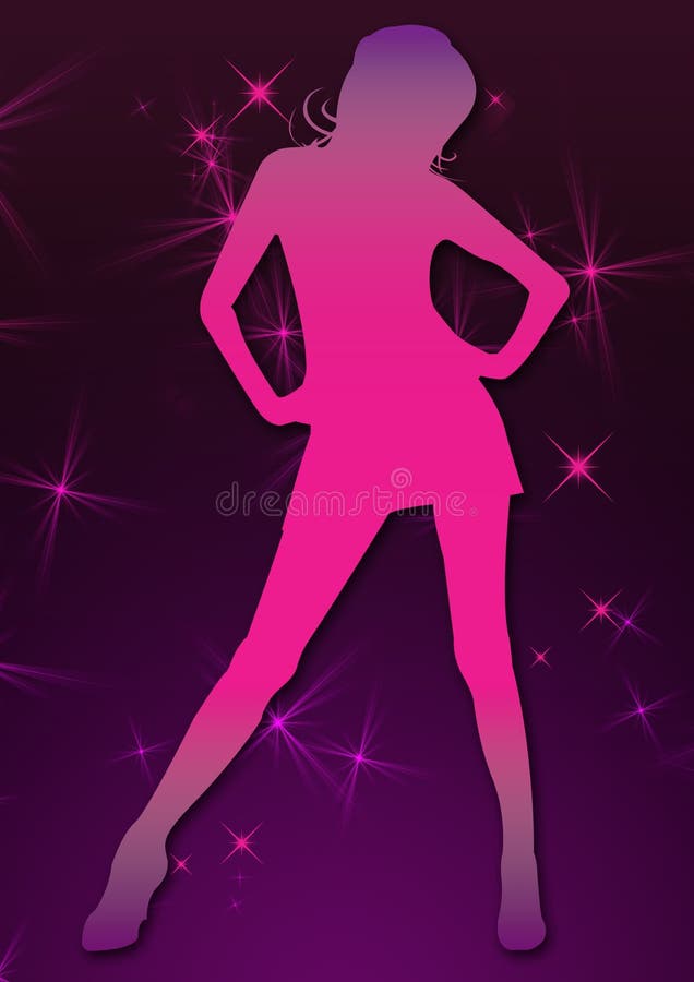 Pink glitter dico girl stock illustration. Illustration of culture