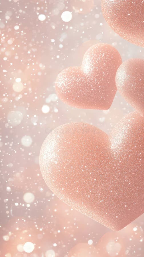 Pink glitter hearts floating on a sparkling, romantic background, creating a dreamy and lovely atmosphere valentine day royalty free illustration