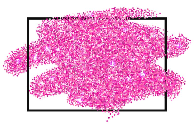 Pink glitter texture border isolated over white background. 