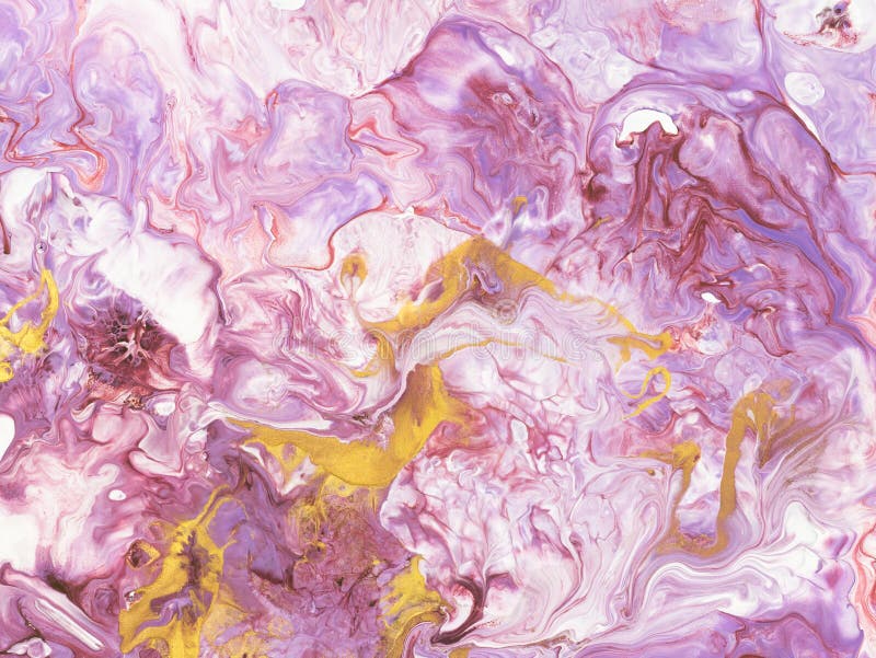 Pink with gold marble abstract hand painted background.