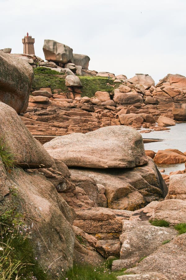 The Pink Granite Coast At Ploumanach Brittany France Stock Photo