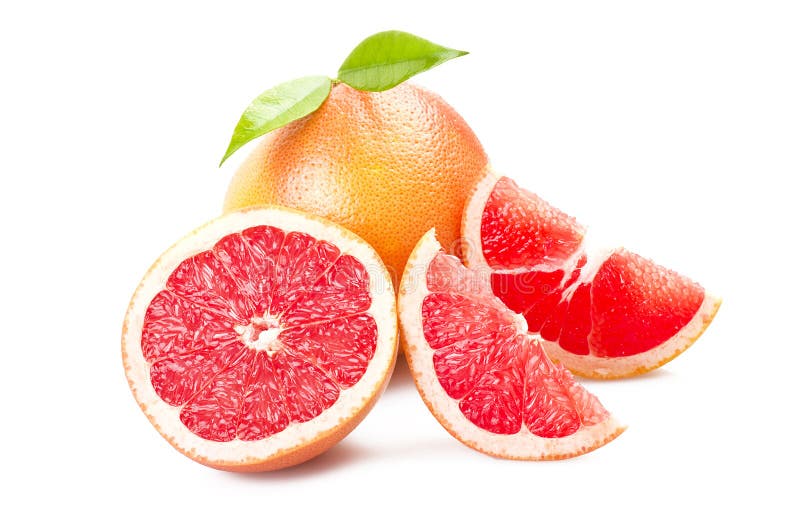 Pink grapefruit stock image. Image of leaves, food, green 31367277
