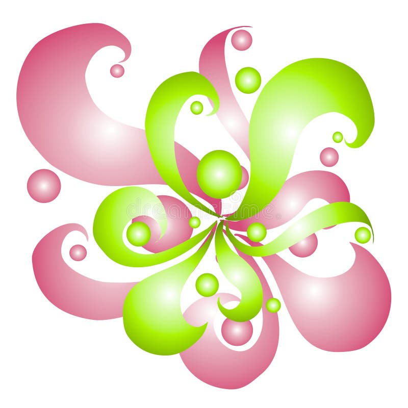 Pink Green Swirls and Circles. An abstract clip art illustration of a decorative gold and red swirls isolated on white background vector illustration