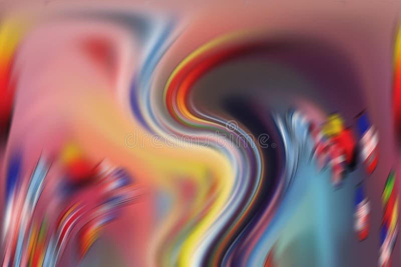 Bright colorful abstract blurred fluid lines, geometries, abstract background, colorful geometries stock illustration