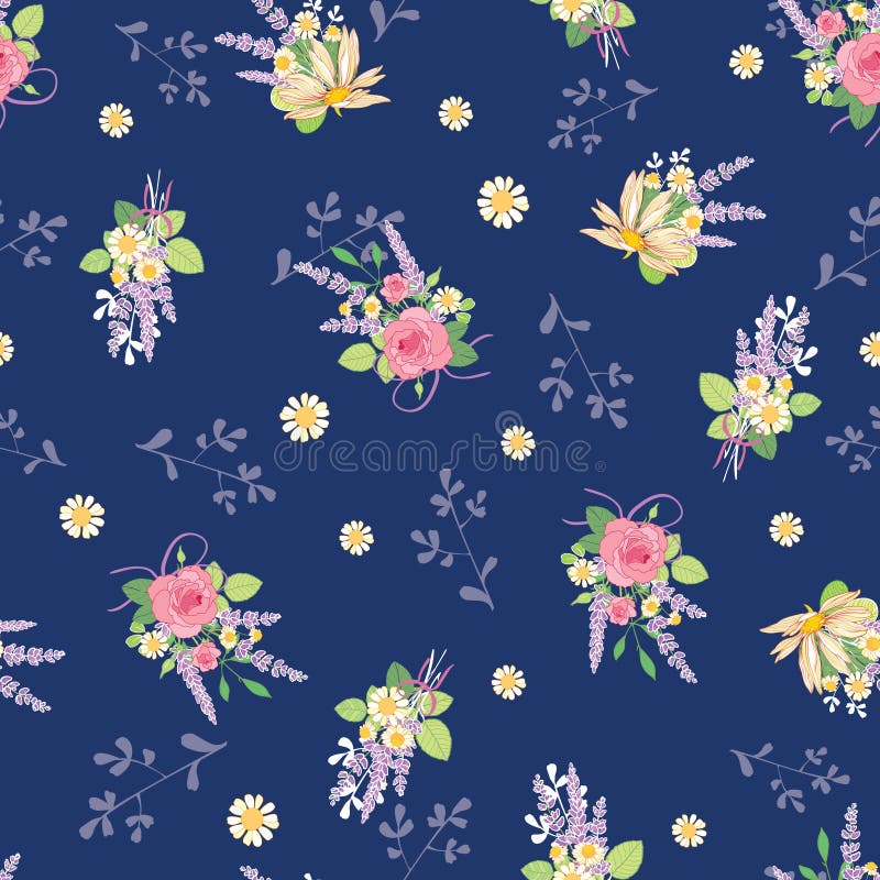 Pink grey roses ditsy vintage seamless pattern. Great for retro summer fabric, scrapbooking, giftwrap, and wallpaper design projects. Surface pattern design.