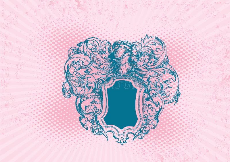 Pink grunge shield. Vector. stock illustration