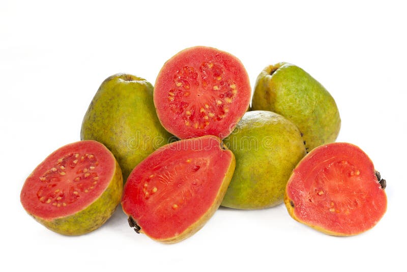 Pink guava isolated on white