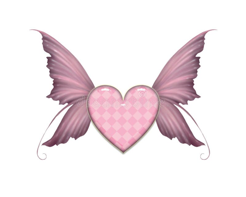 Pink Winged Heart stock illustration. Illustration of hearts - 15584282